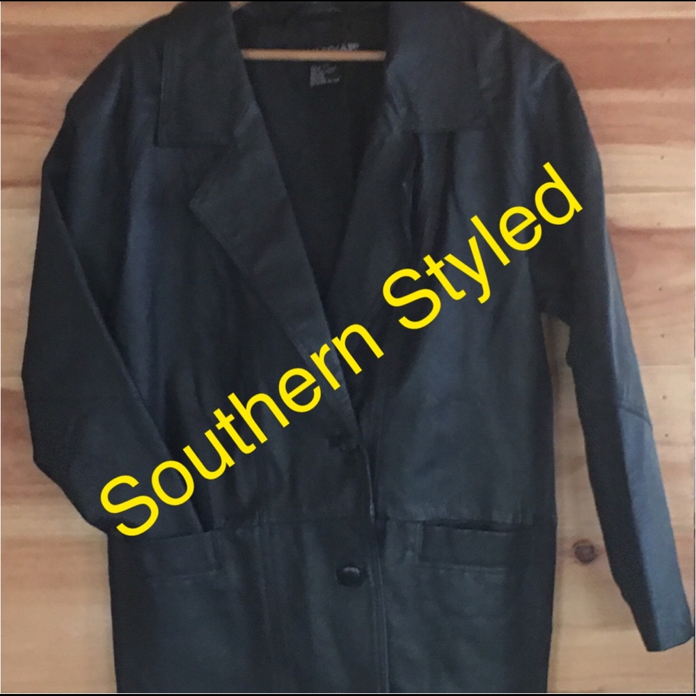 Savanah Black Leather Coat